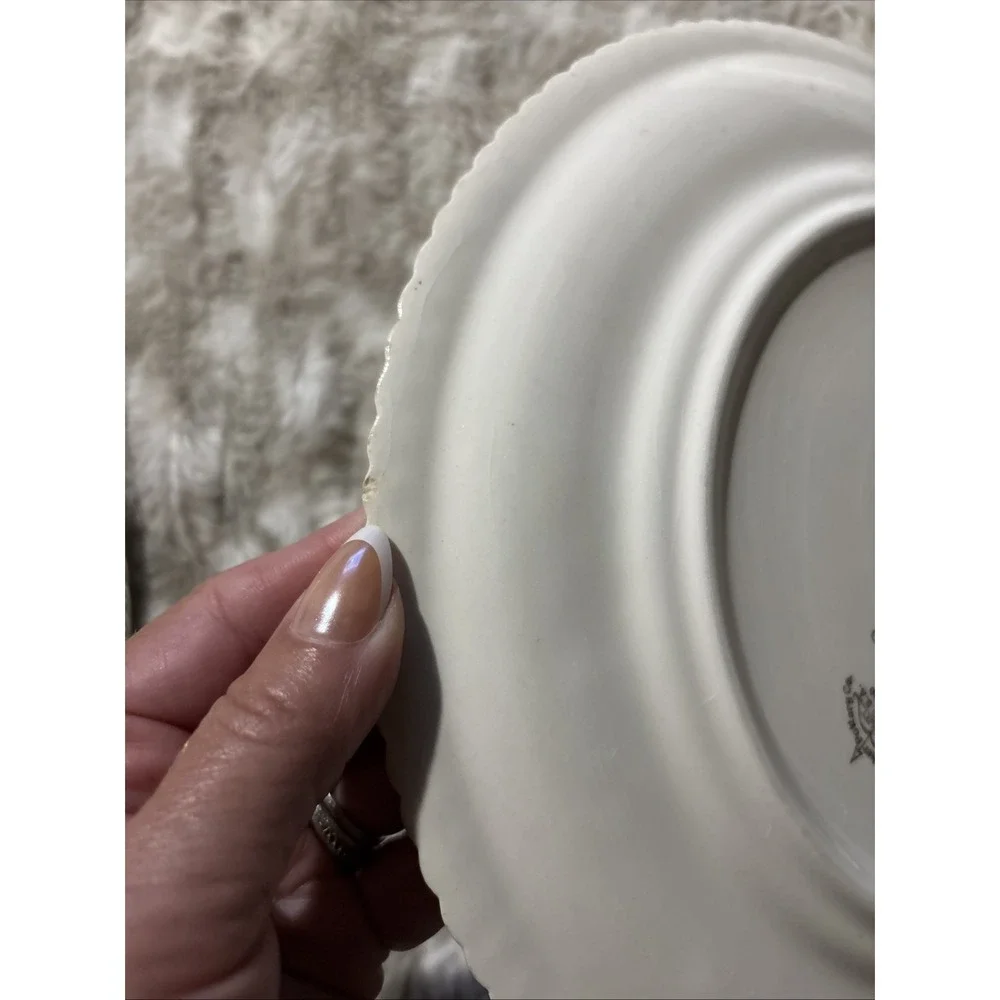 Harker Pottery Co. 22 kt gold  Wild Rose (Royal Gadroon) Dinner Plate Lot Of 6